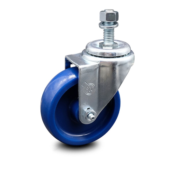 4 Inch Solid Polyurethane Wheel Swivel 12mm Threaded Stem Caster SCC